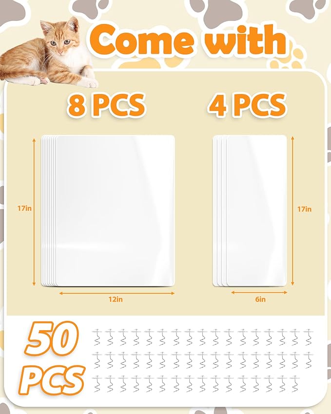 Cat Scratch Couch Furniture Protector: Thickened Protectors Sofa Guard from Cats Scratching - 12 Pack Clear Plastic Sticky Cover Anti Scratch Protection for Couches from Pet Claw