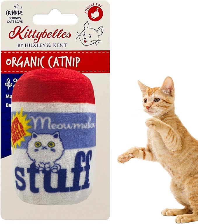 Huxley & Kent Plush Cat Toy | Meowmellow Stuff | Snack Attack Strong Catnip Filled Cat Toy | Plush Interactive Kitten and Cat Toy with Catnip and Crinkle | Kittybelles