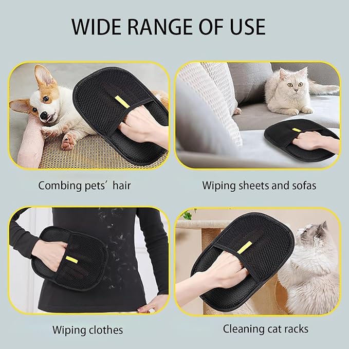 2 Pcs Pet Hair Removal Gloves for Dogs & Cats, Electrostatic Glove for Pet Hair, Cat Grooming Gloves for Hair Removal，Reusable Cat & Dog Hair Remover for Couch, Furniture, Carpet, Curtain
