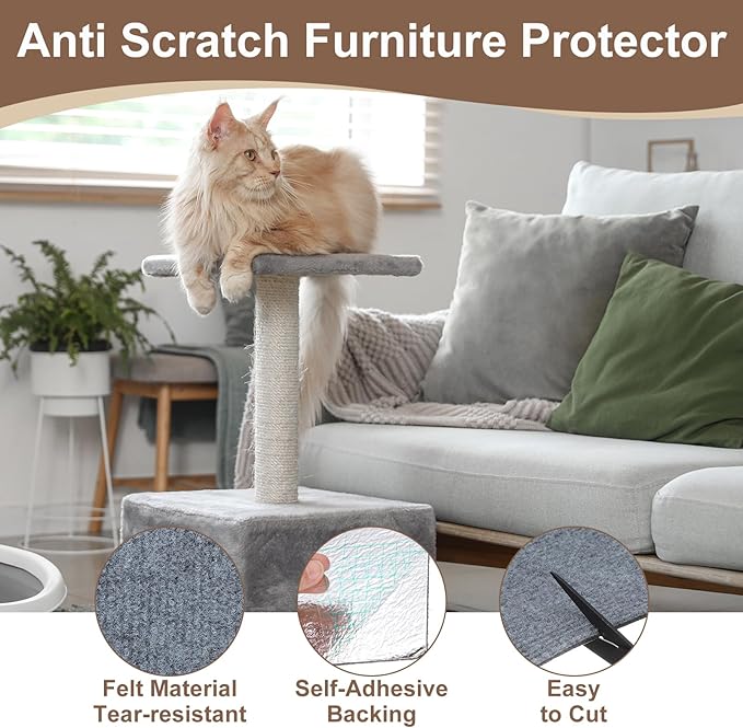 uxcell Self-Adhesive Cat Scratching Mat, 1 Roll 39.4" x 15.8" Couch Protector from Cat Claws for DIY Sofa, Wall, Doors, Cut Anti Cat Scratch Pad Carpet Mat, Light Gray