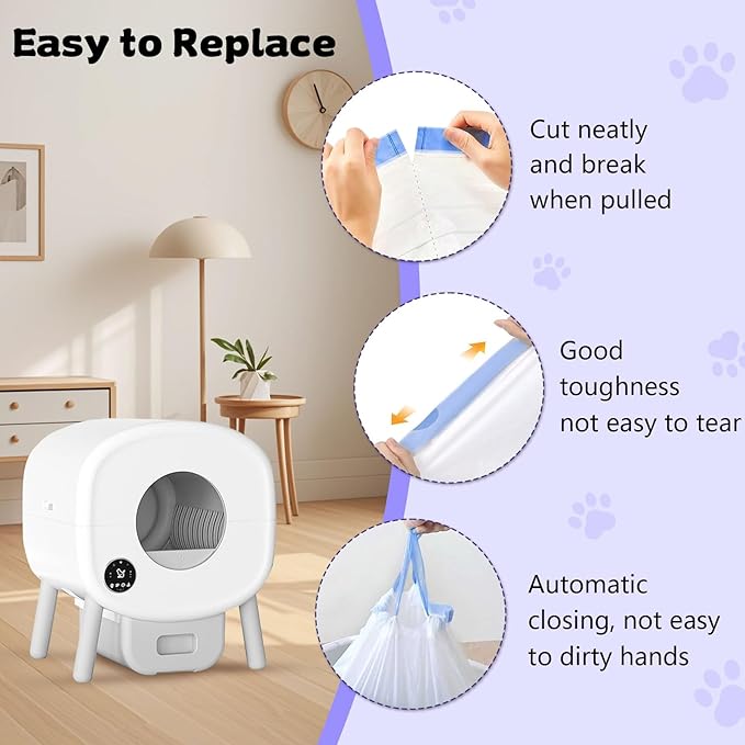 80 Count 26" x 11.8" Cat Litter Box Liners for Fsitego and Fumoi Self Cleaning Litter Box, Extra Thick Heavy Duty Cat Litter Bags Replacement, 3-4 Gallons of Capacity