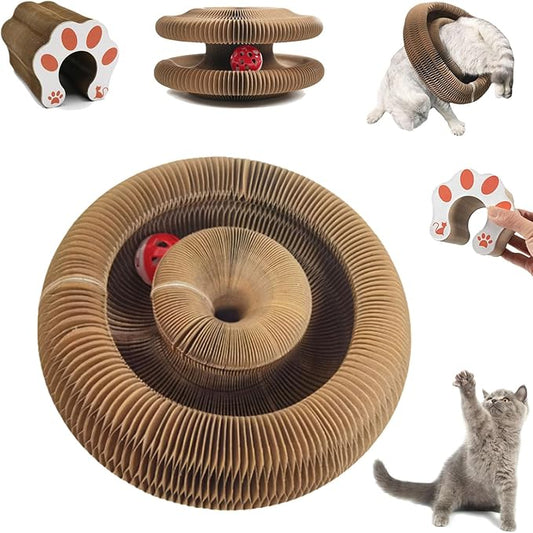 PurrPlex Magic Organ, PurrPlex Cat, Magic Organ Cat Scratch Board Foldable Cats Accordion, Flexible Cats Scratcher, Cardboard Scratchers for Indoor Cats with Interactive Bell Ball (1Pcs)