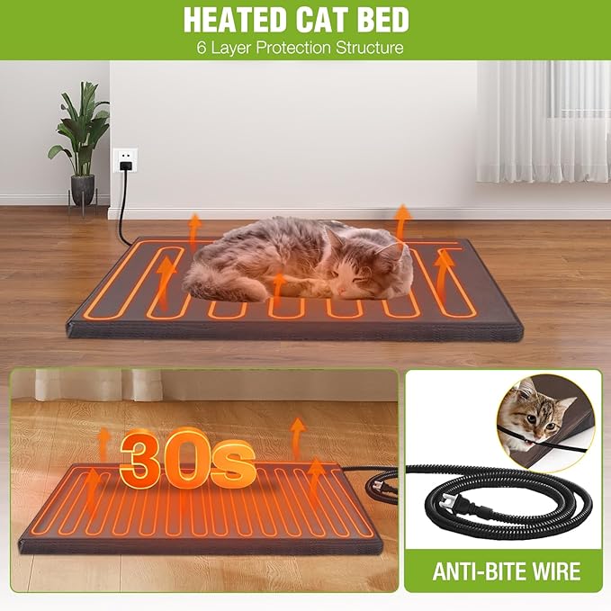 Gutinneen Heated Cat House for Outdoor Cats Insulated Kitty Shelter with Heating Pad Waterproof Cat Cage Keep Warm in Winter,Liner Include