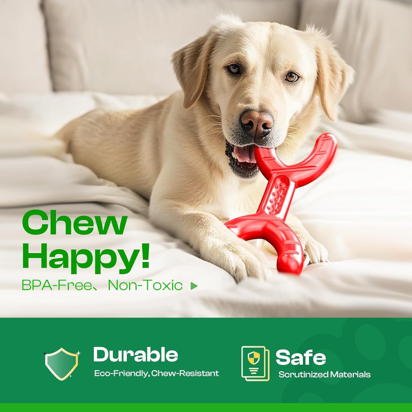 Dog Toys for Aggressive Chewers - Heavy Duty Chew Proof Durable Toy for Large Breed Dogs, Interactive Tough Nylon Bone for Boredom Relief & Mental Stimulation