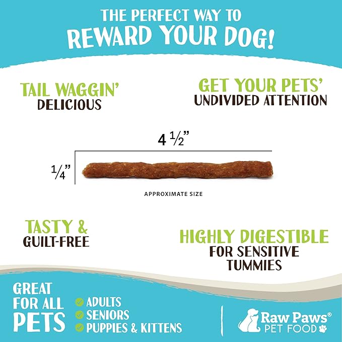 Raw Paws Grain-Free Soft Stick Treats for Dogs & Cats - Chicken Recipe, 6-oz - USA Soft Chicken Dog Treats Grain Free - Sausage Sticks for Dogs, Dog Jerky Sticks - Chewy Jerky
