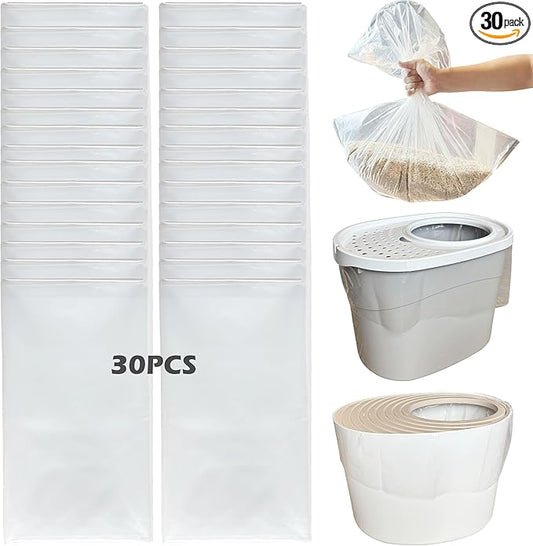 30 Pack Litter Box Liners Fit for IRIS Top Entry Cat Litter Box - Durable Thickened and Scratch-Resistant, Liners for Most Top Entry Litter Pan Models
