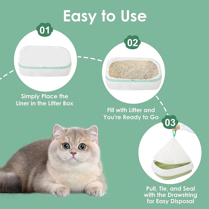 30 Count 36"x18" Large Litter Box Liners,XL Jumbo Drawstring Extra Thick Cat Litter Bags,Extra Durable Cat Litter Bags for Pet Supplies