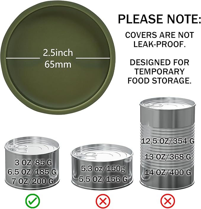 OHMO 2 Pack Cat Food Can Lids, Small Size (3 oz) Silicone Pet Food Can Lids Covers for 3 oz Cat Food Cans, Camo Green