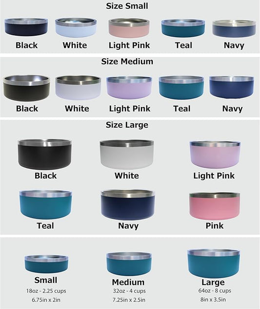 Custom Dog Bowl with Paws and Name - Engraved, Nonslip, Personalized, Custom Cat Bowl, 304 Stainless Steel, Feeding, Pet Supplies (Teal, Medium -32oz)