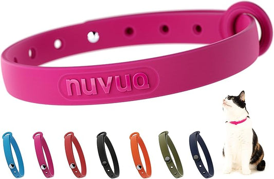 Breakaway Cat Collar - Soft, Comfortable, and Lightweight Safety Buckle Collar with Name Tag Ring for Outdoor Cats and Sensitive Skin Kittens by Nuvuq (6 ⅞" to 10 ¼", Pink)