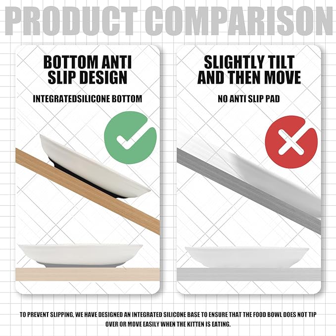 3Pcs Cat Food Bowls, Ceramic Cat Food Bowls with Nonslip Silicone Bottom, Anti Whisker Fatigue Cat Plates for Indoor Cats, Ceramic Pet Bowl with Wide Shallow Kitten Dishes for Dry and Wet Food