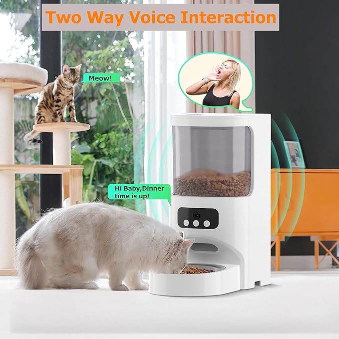 Automatic Cat Feeder with Camera 5G&2.4G WiFi Pet Feeder 1080P HD Cat Food Dispenser with Night Vision Timed Smart App Dog Food Dispenser with 2-Way Audio for Cat & Dog,Detachable for Easy Clean