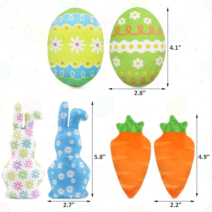 Easter Spring Cat Catnip Kitten Chew Bite Toys Interactive Pillows Teeth Plush Plaything for Cat Gift Cat Lover Funny Pets Supplies Set of 6