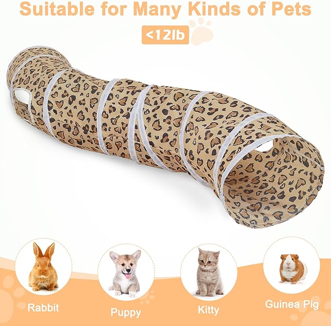 Glittme Cat Tunnel, Cat Tunnels for Indoor Cats, S-Shape Cats Cave with Cat Toys, Foldable Cat Tubes and Tunnels for Cats, Rabbit, Puppy, Guinea Pig