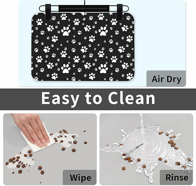 Kawaii Paws Dog Food Mat Absorbent Bowl Mats No Stains Quick Dry Waterproof Pet Cat Placemats for Food and Water, 30x45cm