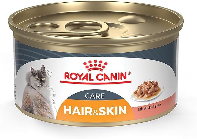 Royal Canin Feline Care Nutrition Hair & Skin Care Thin Slices in Gravy Canned Cat Food, 3 Ounce (Pack of 24)