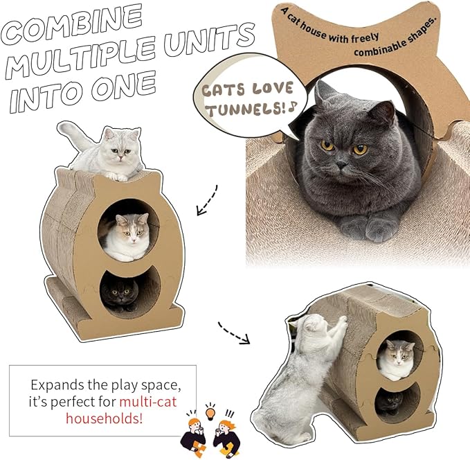 Lumizone Cat Scratcher Bed Lounge Cardboard Scratching Board for Indoor Cats Multi-Functional Freely Combine Scratch Pad Toy Durable Scratcher House