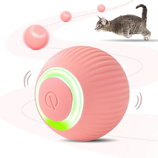 Interactive Cat Ball Toy, Intelligent Cat Toys with LED Lights, Automatic Moving Rolling Ball for Indoor Kitten, Kitten Automatic Toy