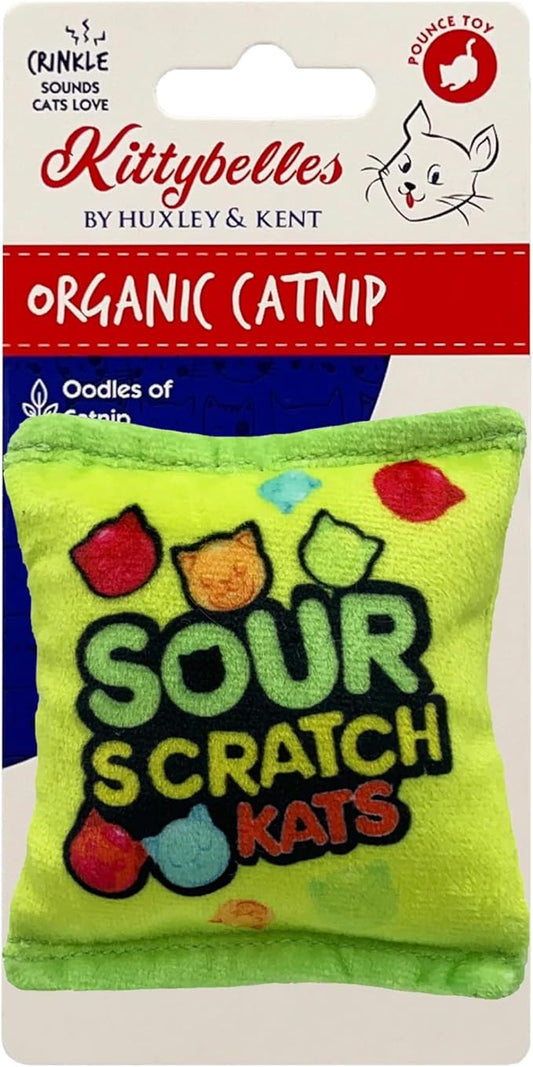 Huxley & Kent Plush Cat Toy - Interactive Catnip Toy for Cats & Kittens - Soft with Crinkle & Catnip - Fun Indoor Play - Sour Scratch Kats
