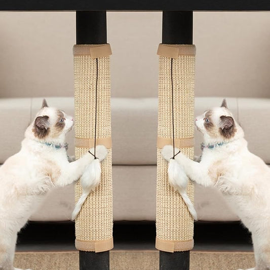 JanYoo 2 Pieces Cat Scratcher Mat for Table Leg Sisal Cat Scratching Pad Scratch Mat for Cat Scratch Pad Rug 19.69 × 9.84 in(Beige)