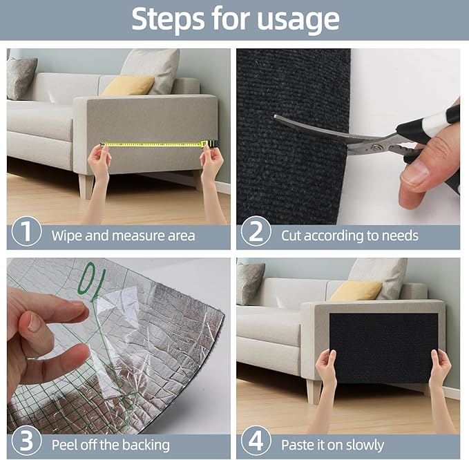 Cat Scratch Mat 78.7"x15.8",Replacement Cat Scratching Post or Cat Scratch Pad,DIY Cat Tree Shelf,Decoration Cat Tower,Protector Couch Furniture or Wall (Black)