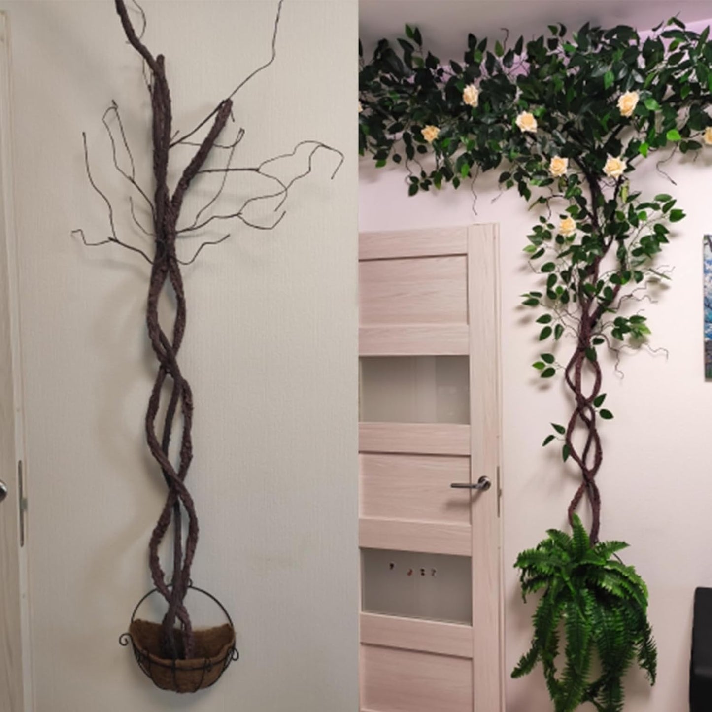 118" Flexible Large Artificial Fake Reptile Plants Tree Branches Twigs Cherry Blossom Liana Wall Hanging Wreath Trunk Stick Vines Garland Wedding Garden X'Mas Halloween Jungle Decoration