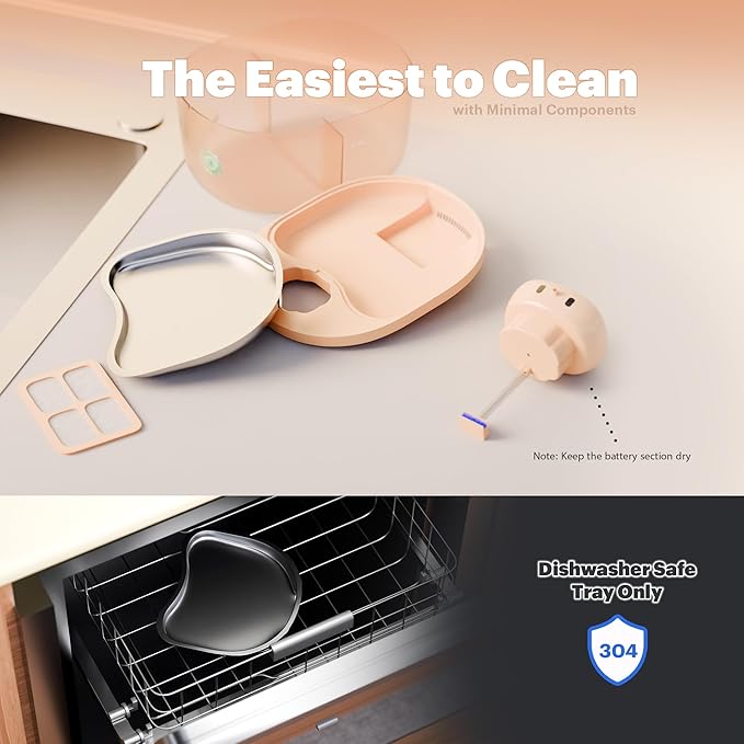 PetTop® Pumpless Cat Water Fountain - 102oz/ 3L - Stainless Steel Tray – 3600mAh Battery Operated with Motion Sensor - The Easiest to Clean