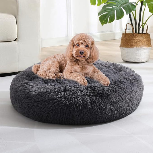 JOLLYVOGUE Dog Bed, Calming Anti-Anxiety Large Dog Bed, Fluffy Donut Cushion for Medium and Large Pets (27"/30"/36")