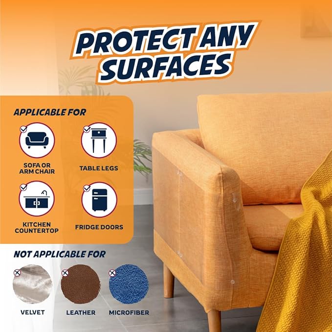 Panther Armor Frosted Matte Cat Scratch Furniture Protectors, 12-Packs Heavy Duty Anti-Scratch Couch Protector, Keep Cats from Clawing Furniture