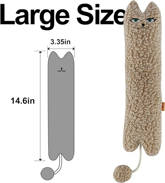 TTcat Catnip Silvervine Matatabi Pillow for Cats & Kittens,Cat Kicker Toy,Large Size Cat Pillow Soothing Plush Cat Toy(Beige).