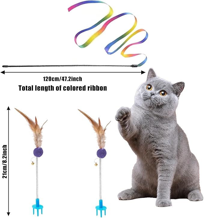 Kitten Starter Kit - 15 Piece Cat Essentials Set Includes Litter Box, Toys, Collars, Scratch Pad, Nail File, Automatic Feed Bowls, Grooming Gloves