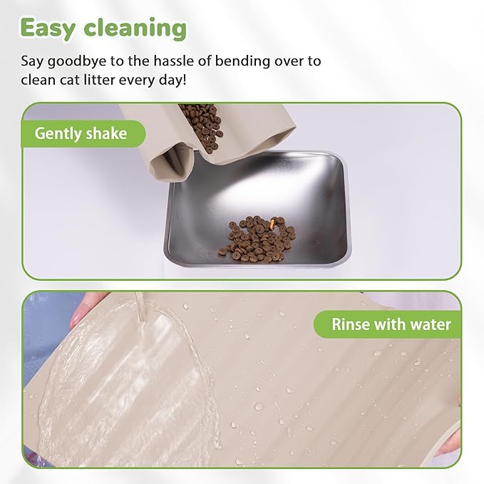 Li&Zhao Dog Food Mat - Wave Cat Food Mat Pet Food Mat Dog Bowl Mat Waterproof Pet Mats for Food and Water for Floors Waterproof(Beige)