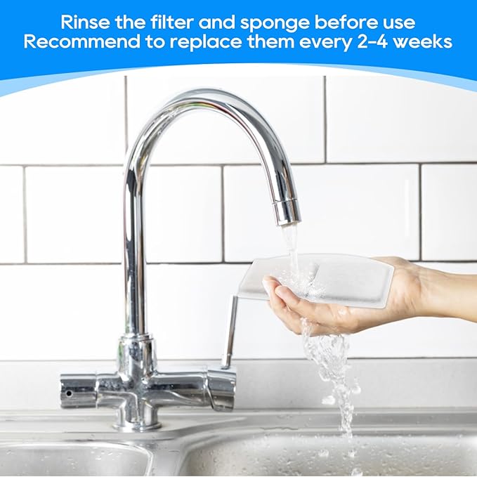 12 Pack Cat Water Fountain Filter Compatible with 100oz/3L Automatic Pet Fountain and 12 Pack Replacement Pre-Filter Sponges, Pet Fountains Filters for Cat Dog Water Dispenser