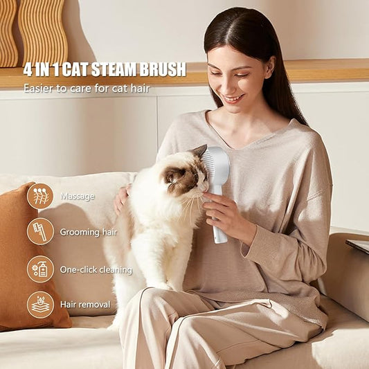 Cloud Care Cat Brush for Indoor Cat Steam Brush for Shedding Spritz Defur Comb for Cats Dogs Steam Brushes for Long Short Hair Cats Dogs Pet Steam Brushes for Massage Grooming Self-Cleaning