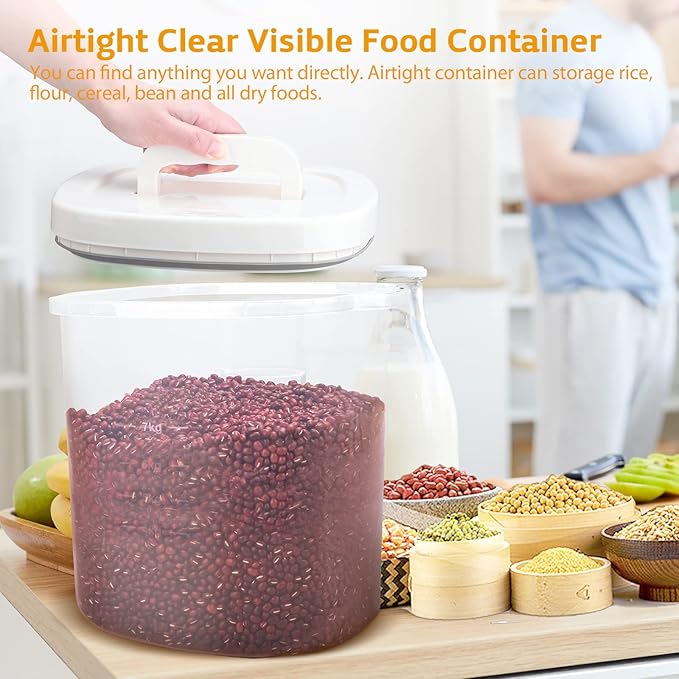 Large Airtight Food Storage Container Bin, 20-lb Dry Food Rice Container with Lid-Lock Handle and Measuring Cup. Cereal, Flour Dog Cat Pet Food Containers