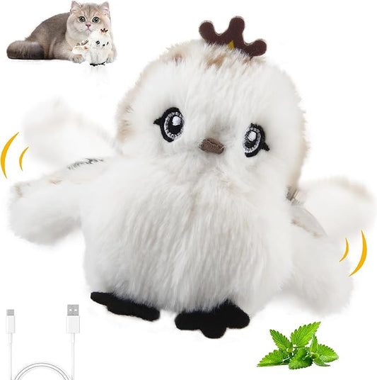 Gigwi Interactive Cat Toys for Indoor Cats, Flapping and Chirping Catnip Toys for Cat Exercise, Automatic Cat Toy with Beating Wings & Real Feather Tail, Rechargeable Cat Kicker Toy Prince