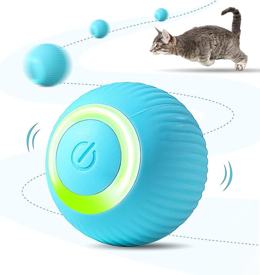 Interactive Cat Ball Toy, Intelligent Cat Toys with LED Lights, Automatic Moving Rolling Ball for Indoor Kitten, Kitten Automatic Toy