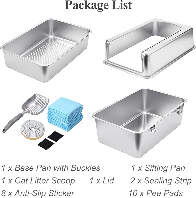 8" Sifting Cat Litter Box with Lid for Pine Pellets