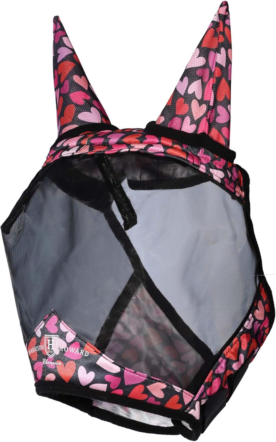Harrison Howard Pro LumiVista Horse Half Face Fly Mask Large Eye Space with Ears UV Protection for Horse Cute Hearts L