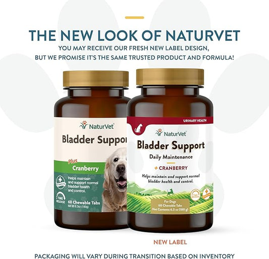 NaturVet – Bladder Support for Dogs – Plus Cranberry | Supports Healthy Bladder Control & Normal Urination | 60 Time Release Chewable Tablets