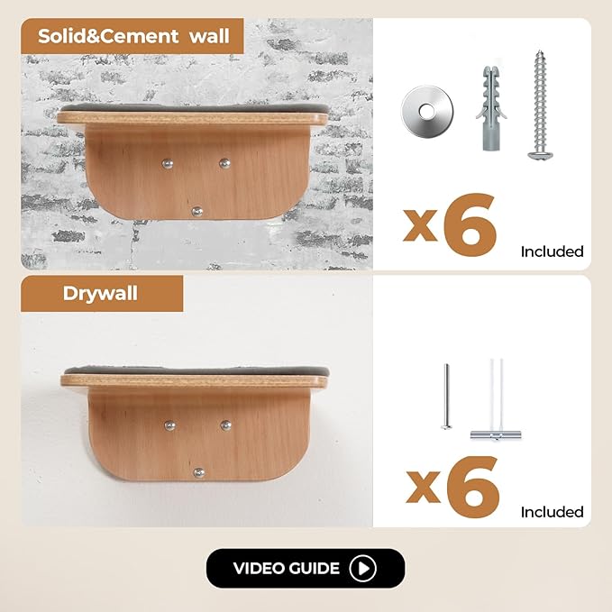 Cat Wall Shelves,Cat Wall Steps and Perch,Stairs,Ladders,Nest,Bed,Modern Wooden Floating Climbing Furniture for Hopping and Sleeping,with Scratching Cushion（Steps）