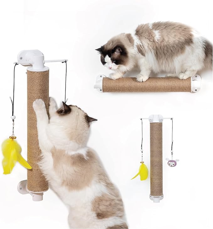 SVD.PET Cat Scratching Post, Kitten Scratcher with Replaceable Natural Jute Scratching Tube, Hanging Cat Toys Included.