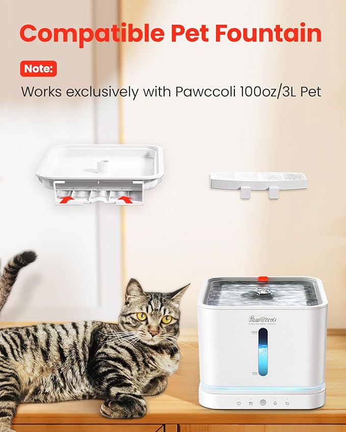 6 Pcs Cat Water Fountain Filters, Pet Fountain Replacement Filters for 3L/100oz Automatic Pet Fountain