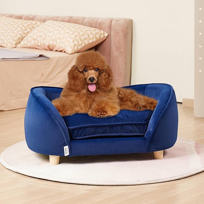 VEVOR Dog Bed, Dog Couch for Small Dogs and Cats, Soft Velvety Pet Sofa and Chair, 35 lbs Load Capacity, Blue