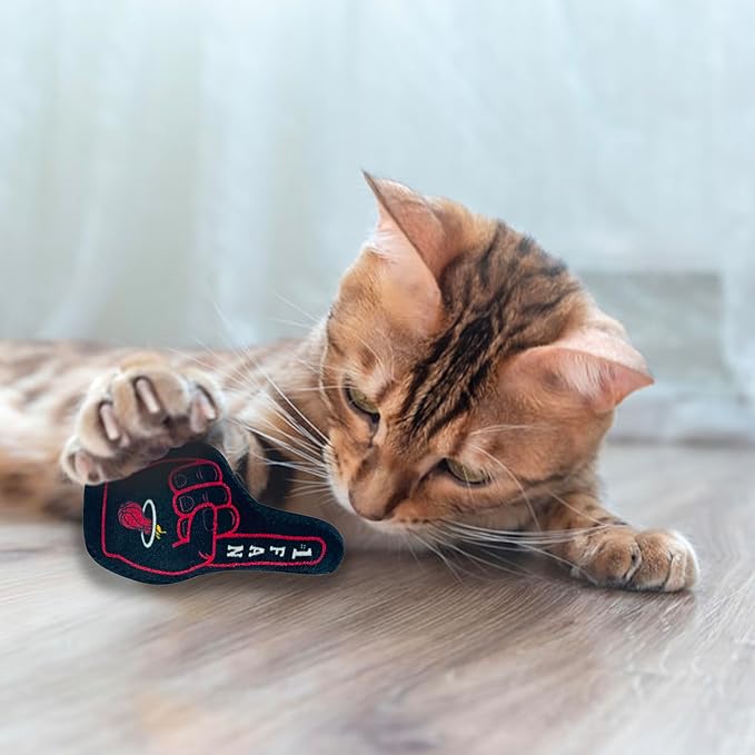 Best Plush CAT Toy - NBA Miami Heat Complete Set of 3 Piece Cat Toys Filled with Fresh Catnip. Includes: 1 Jersey Cat Toy, 1 Basketball Cat Toy with Feathers & 1#1 Fan Cat Toy. Beautiful Team Logos