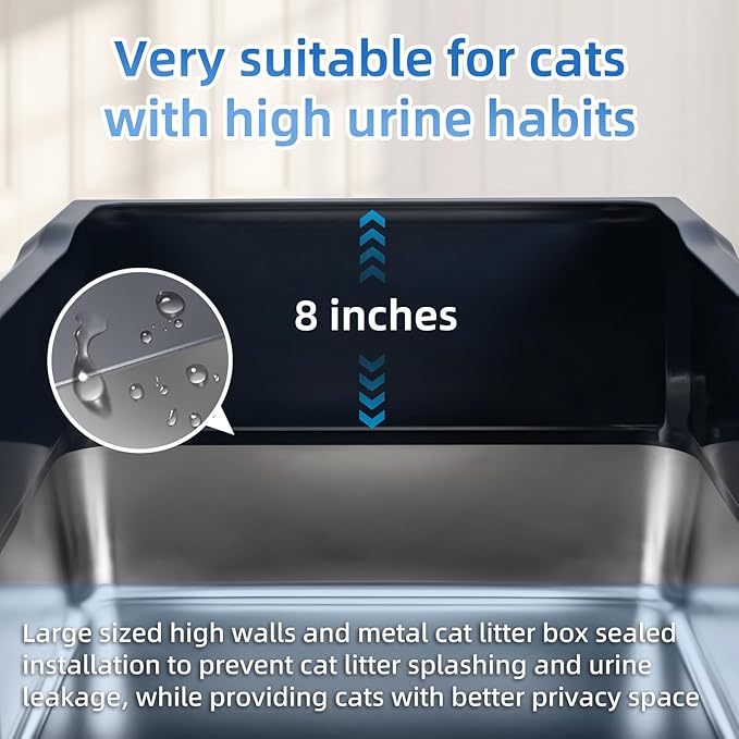 XXXL Extra Large Stainless Steel Litter Box, 28" L x 20" W x 14" H Super Large Stainless Steel Litter Box, Suitable for Large Cats and Multiple Cats, Non-Sticky, Anti-Leakage, Easy to Clean