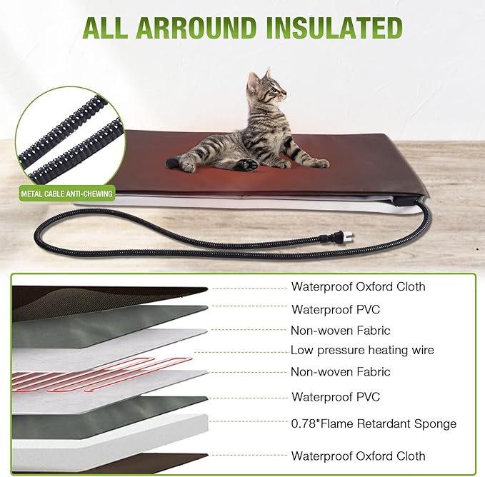 GUTINNEEN Heated Outdoor Cat House Weatherproof Large Cat Shelter with 100% Insulated Liner for Multiple Cats, Cat Houses for Indoor Cats（Grey）