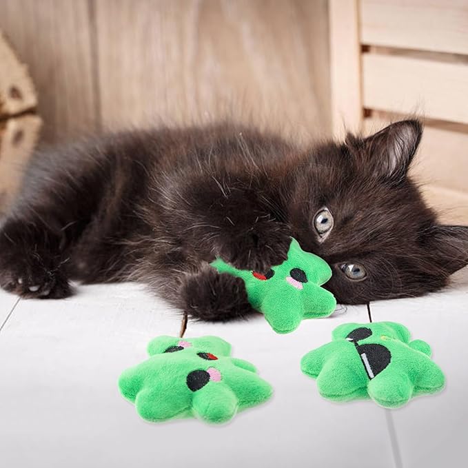 6pcs St. Patrick's Day Shamrock Catnip Toy，Indoor Shamrock Shaped Cat Toy Plush Interactive Chew Bite Toys for Cat Kitten Indoor Festive Holiday Cat Lover Gift
