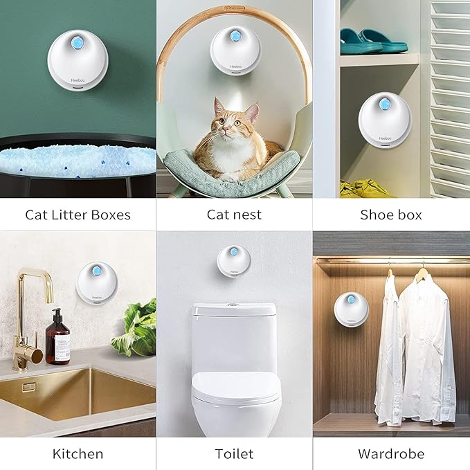 Cat Litter Deodorizer - Litter Box Odor Eliminator for All Kinds of Pets Room Wardrobe Kitchen Shoe Cabinet Toilet and Small Area Smart Deodorization Dust-Free
