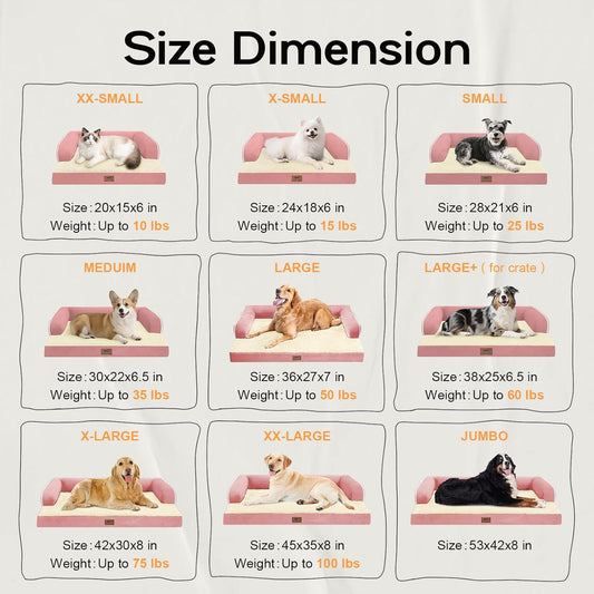 Extra Large Dog Bed-Orthopedic Waterproof XL Dog Bed for XLarge Extra Big Dogs - Foam Couch Sofa Washable with Removable Cover-Pink